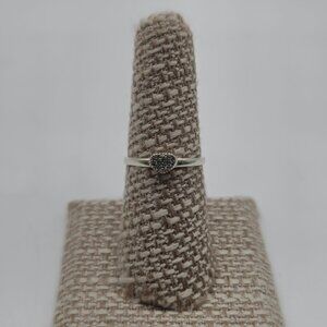 Size 7 Sterling Silver Small Pavement CZ Heart Ring A3082